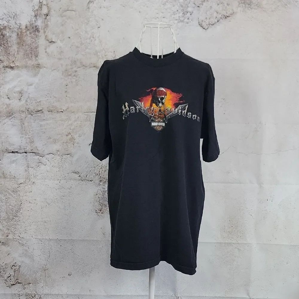 Harley-Davidson T-Shirt Bahamas Nassau Black Pirate Graphics Mens Size L